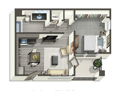 Floor plan for 1 bed, 1 bath, 548 sqft